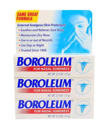 Dry Nose Relief by Boroleum | Nasal Soreness & Stuffy Nose Relief | Medicated Nasal Gel and Nose Moisturizer