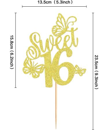 Keaziu 1 Pack Sweet 16 Cupcake Toppers Sweet Sixteen 16 Happy 16 Cake Picks for 16th Birthday Wedding Anniversary Party Cake Decorations Supplies Gold Sweet 16 Gold - Buy Online on GoSupps.com