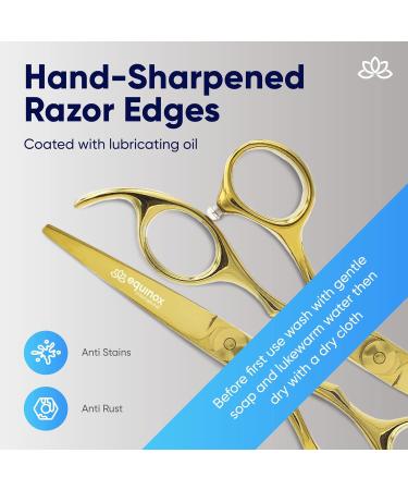 Equinox International Hair Cutting Scissors - Premium Japanese Stainless Steel - Professional Hairdressing Scissors for Men Women & Salons - Gold Finish - Buy Online on GoSupps.com