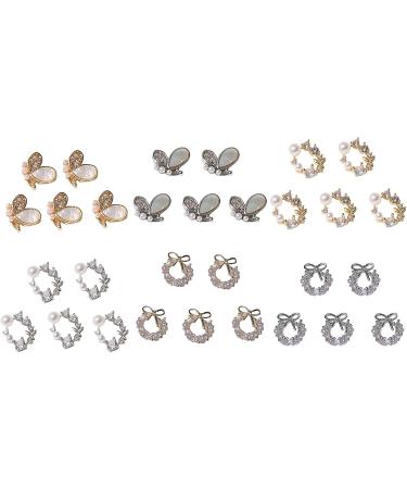 FEIlei Crown Nail Art Charms Zircon Nail Rhinestones Alloy Butterfly-Nail Crystal-Pearl - Buy Online on GoSupps.com