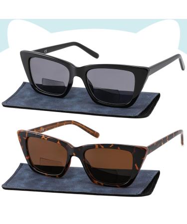 Bifocal Sunglasses Women Oversized Cat Eye Reading Glass Trendy Black Polarized Designer Reader Cute Blue Light Frame