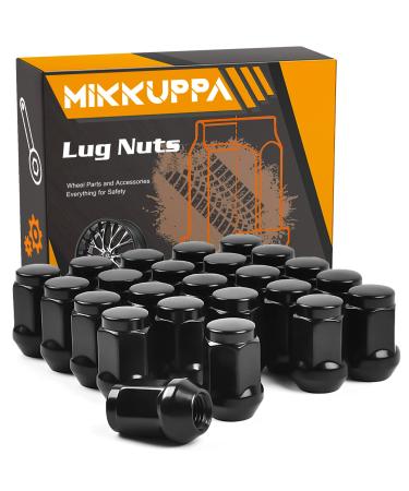 MIKKUPPA 24pcs M12x1.5 Lug Nuts - Replacement for 1984-2013 Toyota 4Runner, 1995-2013 Tacoma, 2000-2006 Tundra Aftermarket Wheel - Black Closed End Lug Nuts Black Hexagon Lug Nuts (Pack of 24) M12x1.5