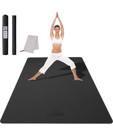 CAMBIVO Large Yoga Mat (6'x 4'), Extra Wide Workout Mat for Men and Women, Yoga Mat Thick 1/3 &1/4 Exercise Mats for Home Workout, Yoga, Pilates (Black,1/4 inch) BLACK 6mm