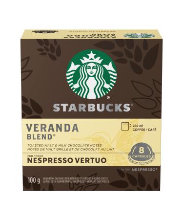 Starbucks by Nespresso Veranda Blend Blonde Roast Coffee Pods Nespresso Vertuo Line Compatible Capsules 8 Coffee Pods Coffee Veranda 1 g (Pack of 1)