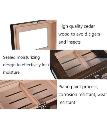 Cigar Box with Hygrometer Glass Top Holds 120 Cigars Double Layer Professional - Buy Online on GoSupps.com