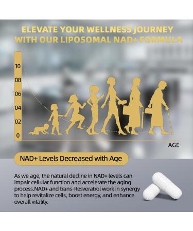 NAD Supplement 1600mg NAD+ with Resveratrol & Nicotinamide Riboside Anti-Aging Support Cellular Energy & Mental Clarity Support Vegan Non-GMO 120 Capsules - Buy Online on GoSupps.com