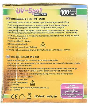 JBL Solar UV-Spot Plus - UV Spot Lamp with Daylight Spectrum Light UV-B Heat E27 100W - Enhance Your Aquarium Lighting - Buy Online on GoSupps.com