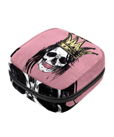 Skull Period Pouch Portable Tampon Storage Bag for Sanitary Napkins Tampon Holder for Purse Feminine Product Organizer First Period Gifts for Teen Girls School Multicoloured 05