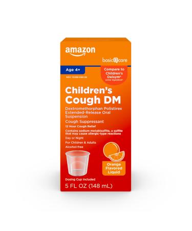 Amazon Basic Care Children's Cough Suppressant DM, Orange Flavor Medicine for Kids, 5 Fl Oz