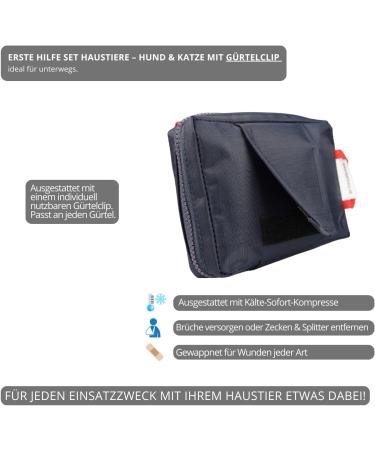 First Aid Set for Pets - Dog & Cat Emergency Kit with Belt Clip Tweezers Tick Pliers Cooling Compress - Ideal for Backpacks | Hierbeidir Medical - Buy Online on GoSupps.com
