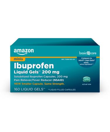 Ibuprofen Liquid Mini Gels 160 ct (NBE to Advil Liquid Gel Mini) 160 Count (Pack of 1) Mini Liquid Gels