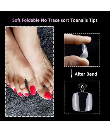 240pc Clear Full Cover Short Square Gel X Toenail Tips - False Toe Pedicure Design for Gel/Acrylic Toe Nails Extension - Buy Online on GoSupps.com
