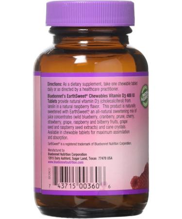 Bluebonnet Nutrition Earthsweet Chewable Vitamin D3 400 IU - 90 Tablets - Buy Online on GoSupps.com