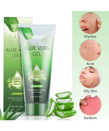 Organic 200ML Aloe Vera Gel with Vitamin C | Deep Hydrating & Repairing | For Dry Skin, Acne & After Sun Care | ANMI 99% Plant Based - Buy Online on GoSupps.com