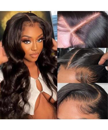 5x5 HD Lace Closure Wigs Human Hair Body Wave Closure Wigs Human Hair Pre Plucked 180% Density Transparent Lace Closure Wig Glueless Body Wave Closure Wig with Baby Hair 24 inch 24 Inch 5x5 BW