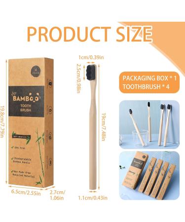 Eco-Friendly Bamboo Toothbrush Set - 4 Extra Soft Biodegradable Brushes with Nano Bristles | BPA-Free & Charcoal Activated for Superior Cleanliness (Black) - Buy Online on GoSupps.com
