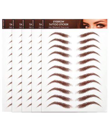 Autocollants pour Sourcils Bruns 5 Pi ces Taille Standard Waterproof Transfert L eau Maquillage Sourcils Femmes Usage Quotidien