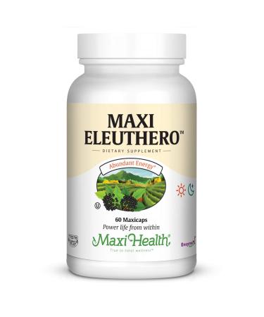 Maxi Health Eleuthero - 0.8% Eleutherosides - Stress and Energy Formula - 60 Capsules - Kosher (QSG)