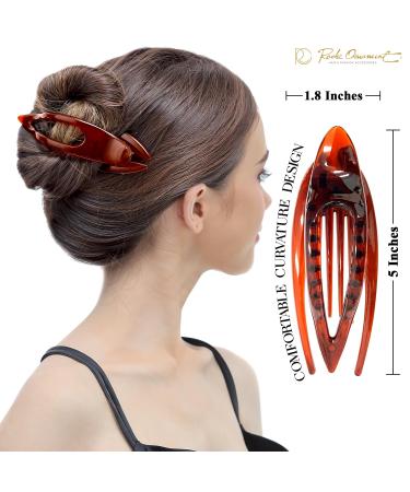 RC Roche 6-Piece French Hair Clip Set for Women & Girls | High-Quality Curved Hair Clamps - Firm Support No Slides Large Brown - Buy Online on GoSupps.com