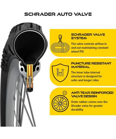 Ultraverse 24x1.75/1.95/2.10/2.125 Bike Inner Tubes with Schrader Valve - Set of 2 | Rubber Tubes for Kids, Mountain Bikes, Cruisers, Women's City Bikes - Buy Online on GoSupps.com