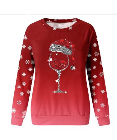 Women's Christmas Snowman & Penguin Print Sweatshirt - Red, XXL - Buy Online on GoSupps.com