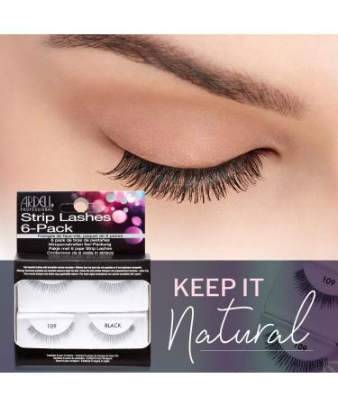 Ardell Natural 109 Black False Eyelashes Strip Lashes - 6 Pairs Pack | Authentic Ardell Lashes - Long Lasting Glamour | Buy Now! - Buy Online on GoSupps.com