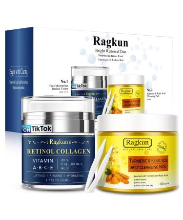 Retinol Cream for Face Collagen Neck Creams for Tightening and Firming Anti Aging Day & Night Facial Moisturizer for Women & Men Instant Face Lift Wrinkle Cream 1.7 fl. oz with Turmeric Acid Pads