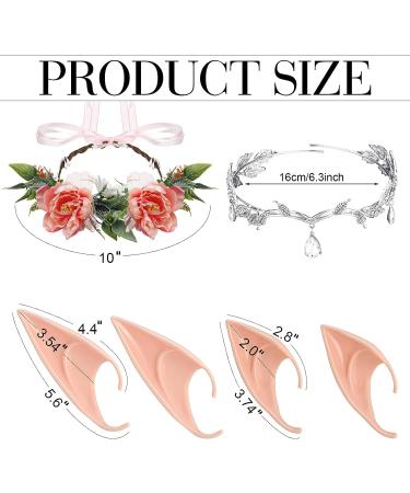 Elf Ears with Headband & Rhinestone Tiara Set for Women - Wedding & Cosplay Accessories - Buy Online on GoSupps.com