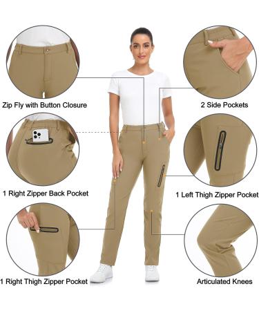 sherelie Women's Fleece Lined Hiking Cargo Pants - Water-Resistant Winter Outdoor Pants | Medium Khaki - Buy Online on GoSupps.com