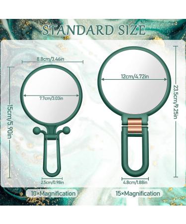 Willbond 2 Pieces 15x Magnifying Handheld Mirror and 10x Travel Makeup Mirror - Double Sided Pedestal Mirror with 1/15x and 1/10x Magnification (Green) - Buy Online on GoSupps.com