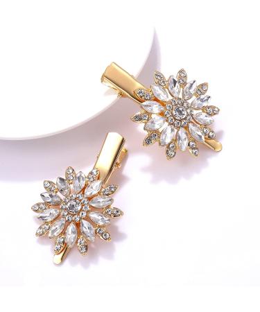 Large Sparkle Rhinestone Flower Hair Clip - Non-Slip Gold Hairpin for Women and Girls - Buy Online on GoSupps.com
