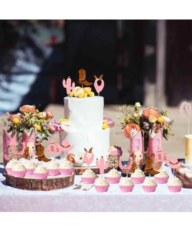 24 Pieces Cowgirl Cupcake Toppers 8 Shapes Pink Hats Boots Cactus Cupcake Picks My First Rodeo Western Theme Baby Shower Birthday Party Cake Decoration Supplies - Buy Online on GoSupps.com