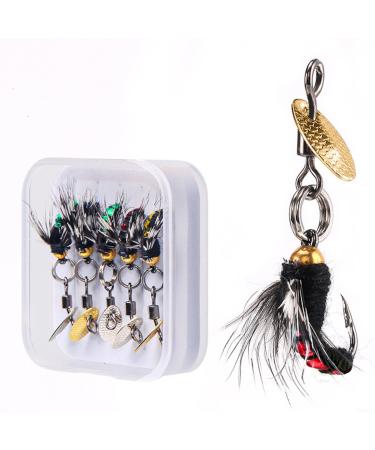 Realistic flies fly fishing hooks 5 pieces of artificial bait insect bait with hooks dry fly set fly fishing accessories kit with suitcase box for fishing perch salmon trout - Buy Online on GoSupps.com