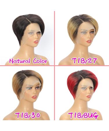Safihair Short Pixie Cut Bob Wig | Human Hair Lace Frontal Wig T Part Transparent Lace | Angel Grace Natural Hairline | T1B/27 - Buy Online on GoSupps.com