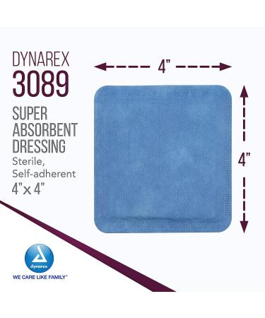Dynarex DynaSorb Super Absorbent Dressings 4x4 - Sterile Wound Care, Soft & Waterproof - 10ct Box - Buy Online on GoSupps.com