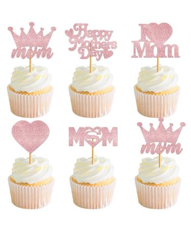 24Pcs Rose Gold Mothers Day Cupcake Topper Mothers Day Cupcake Picks Happy Mothers Day Cupcake Topper Mothers Day Cupcake Decorations