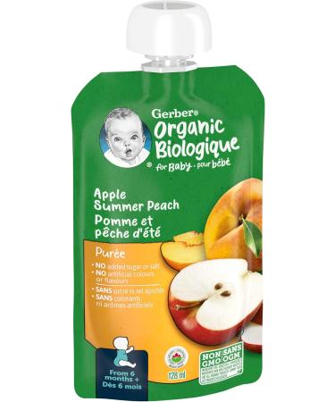 Nestle Gerber Nestle Gerber Organic Puree Apple & Summer Peach 128ml Pouch - Buy Online on GoSupps.com