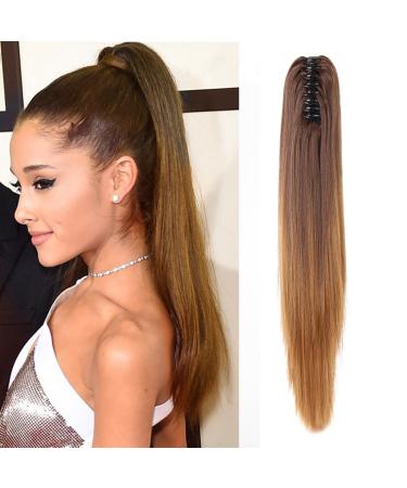 Neverland 50cm Ombre two tone long straight clip in/on wavy ponytail ponytail hair extension hairpiece claw 8# 8#/27#