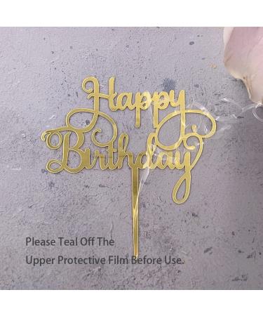 Gold Acrylic Happy Birthday Cake Topper Set - 5 Pieces | Cake Decoration Supplies - Buy Online on GoSupps.com
