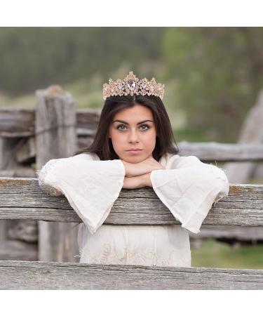 Rose Gold Tiara & Crown - Pink Queen Crown for Girls & Women, Princess Baroque Crystal Rhinestone Bridal Tiara - Perfect for Costume Party & Festival - Buy Online on GoSupps.com