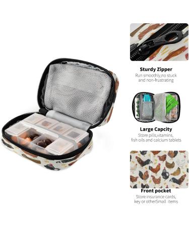 Rustic Hens Roosters Chickens 7-Day Pill Organizer Case | Portable Travel Vitamin & Medicine Pouch - Buy Online on GoSupps.com