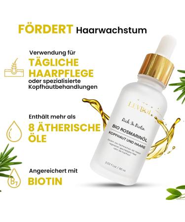Levrou Rosemary oil 100 organic with glass pipette for men and women biotin hair oil rosemary mint oil with castor oil argan oil jojoba oil hair & scalp care Rosemary - Buy Online on GoSupps.com