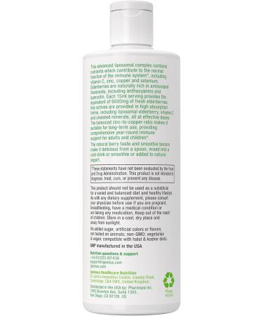 Immune Support Syrup: Elderberry 1000mg, Liposomal Vitamin C, Zinc, Copper & Selenium | Sugar-Free, Berry Flavor | Igennus - Buy Online on GoSupps.com