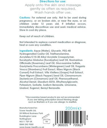 Muscle and Joint Gel 200ml | Drug-Free | Natural Ingredients - Glucosamine, Eucalyptus, Rosemary, Cinnamon, Wintergreen | 60-Day Money Back | 1-Pack - Buy Online on GoSupps.com