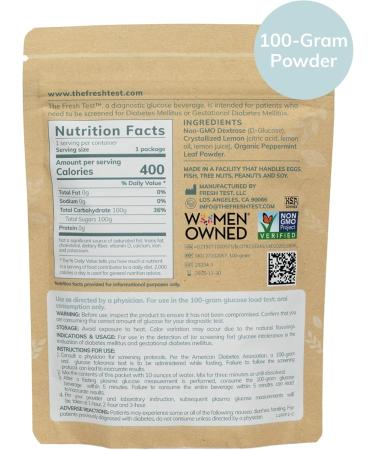 Fresh Test Glucose Beverage | Organic Mint Lemonade Powder Drink Mix | 100g Additive-Free & Non-GMO - Buy Online on GoSupps.com