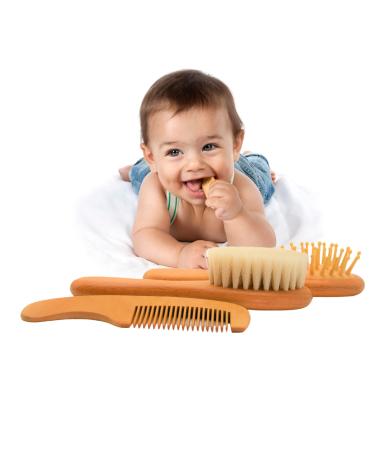 Baby Comb and Brush Set for Baby Care  Wooden Baby Brush and Comb Set.Baby Comb for Cradle Cap Baby Brush Set for Newborns Baby Scalp Brush for Cradle Cap Toddler Comb.
