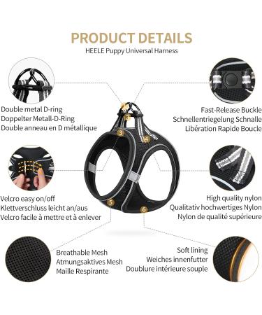 Adjustable Reflective Dog Harness for Small Dogs - Breathable and Lightweight - Perfect for Walking & Training - Heele Black (1 Pack) - Buy Online on GoSupps.com