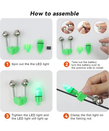 HLOGREE LED Night Fishing Rod Bait Alarm Bell 30pcs/40pcs | Portable Fishing Indicator with Dual Ring Bells | Fishing Accessories with 10 Red, 10 Green, and 10 Blue Lights - Buy Online on GoSupps.com