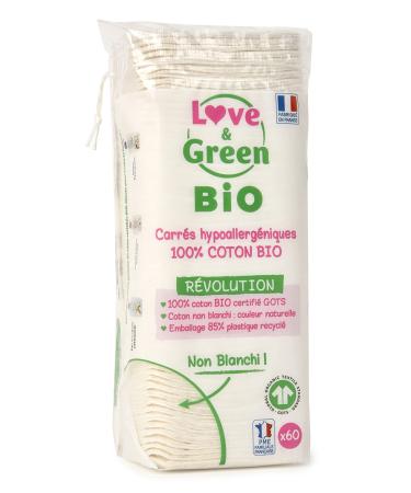 Love & Green Square Cotton Pads Unbleached 1 Pack of 60 Gel Lavant Corps & Cheveux - Buy Online on GoSupps.com