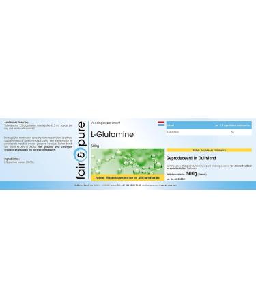 Fair & Pure L-Glutamine 500g Powder - 100% Pure Vegan Proteinogenic Amino Acid - Buy Online on GoSupps.com